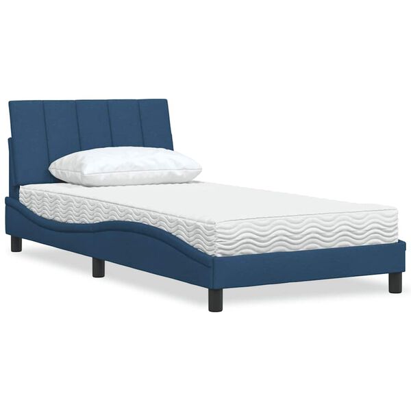 vidaXL Bed with Mattress "Hanko" Blue 100x200 cm Fabric