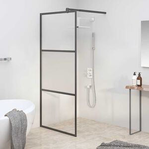 vidaXL Duschv&auml;gg 80x195 cm halvfrostat ESG-glas svart