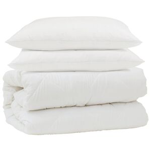 vidaXL T&auml;ckeset med kudde 3 pcs Vit Mikrofiber och Dunfj&auml;der