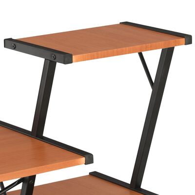 vidaXL Skrivbord med hylla svart och brun 116x50x93 cm