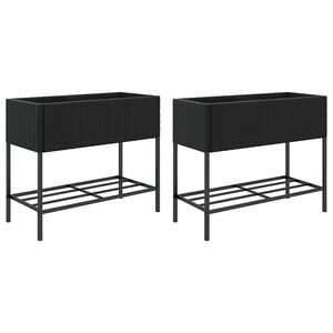 vidaXL Odlingsl&aring;dor med hylla 2 st svart 90x40x75 cm konstrotting