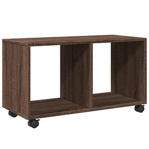 vidaXL Sk&aring;p med hjul brun ek 72x33x42,5 cm konstruerat tr&auml;