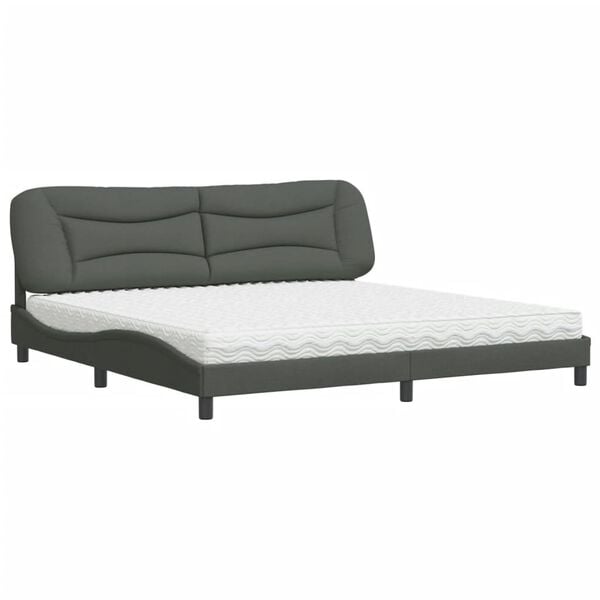 vidaXL Bed with Mattress "Hvar" Dark Grey 200x200 cm Fabric