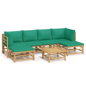 vidaXL Loungegrupp 7 delar gr&ouml;na dynor bambu