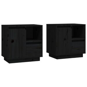 vidaXL S&auml;ngbord 2 st svart 50x34x50 cm massivt furutr&auml;