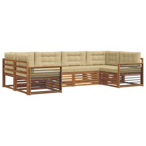 vidaXL Utomhussoffset 6 st Naturlig och Beige Massivt Akaciatr&auml;