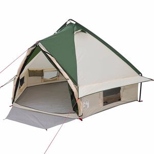 vidaXL T&auml;lt f&ouml;r 4 personer med tak Gr&ouml;n och Gr&aring; 388 x 320 x 169 cm