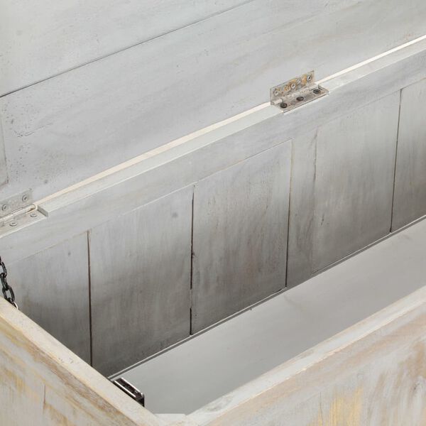 vidaXL F&ouml;rvaringsl&aring;da gr&aring; 100x38x45 cm massivt mangotr&auml;