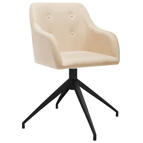 vidaXL Snurrbara matstolar 2 st gr&auml;ddvit tyg