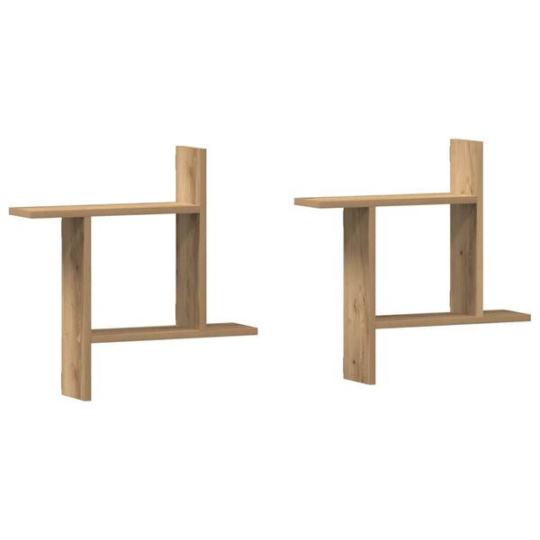 vidaXL V&auml;gghyllor 2 st ek 50x12x50 cm konstruerat tr&auml;