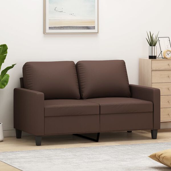 vidaXL 2-sitssoffa Brun 120 cm konstl&auml;der