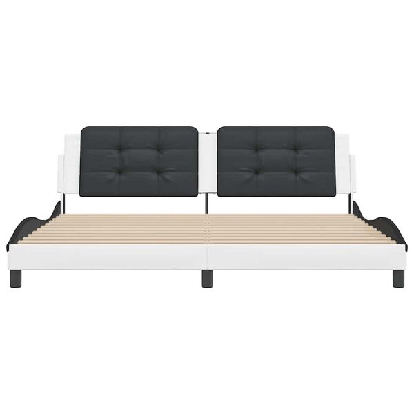 vidaXL Bed Frame without Mattress "Zadar" White and Black 200x200 cm Faux Leather