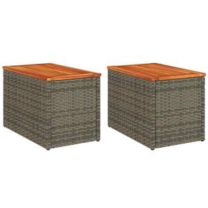 vidaXL Tr&auml;dg&aring;rdsbord 2 st gr&aring; 55x34x37cm konstrotting massivt tr&auml;