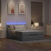 vidaXL Ottoman s&auml;ng med madrass och LED-lampor ljusgr&aring; 140x190 cm tyg