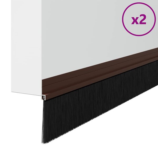 vidaXL Självhäftande dörrborstlist 2 pcs Brun 100 cm Aluminiumlegering