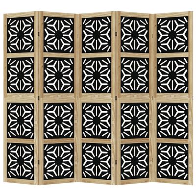 vidaXL Rumsavdelare 5 paneler brun och svart massivt kejsarträ