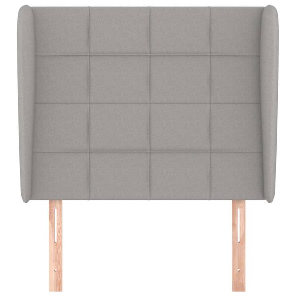 vidaXL S&auml;nggavel med kanter ljusgr&aring; 83x23x118/128 cm tyg