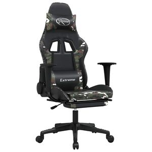 vidaXL Gamingstol med massage och fotst&ouml;d svart kamouflage konstl&auml;der