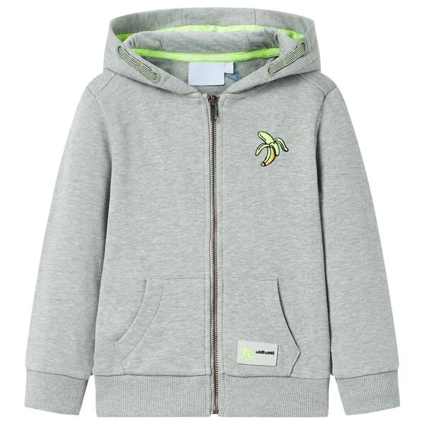 Barnhoodie med dragkedja khaki melange 92
