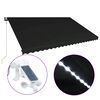 vidaXL Inf&auml;llbar markis med vindsensor & LED 500x300 cm antracit