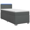 vidaXL Boxspring s&auml;ng med madrass och LED M&ouml;rkgr&aring; Enkel Tyg