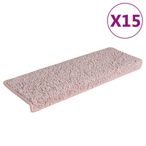 vidaXL Trappmattor 15 st 65x21x4 cm ljusrosa rektangul&auml;r kant