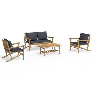 vidaXL Loungegrupp 4 delar m&ouml;rkgr&aring; dynor bambu