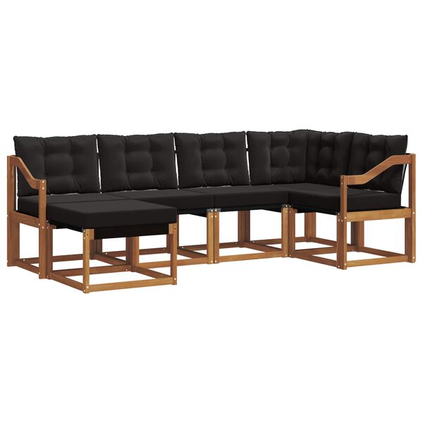 vidaXL Utomhussoffset med kudde 6 pcs Naturlig och svart