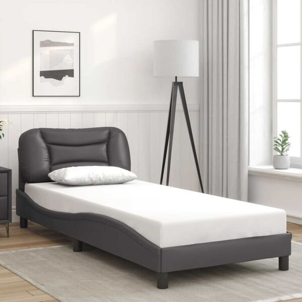 vidaXL Bed Frame with LED without Mattress "Hvar" Grey 80x200 cm