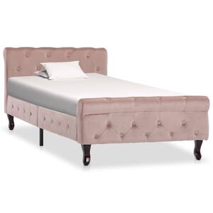 vidaXL S&auml;ngram rosa sammet 90x200 cm