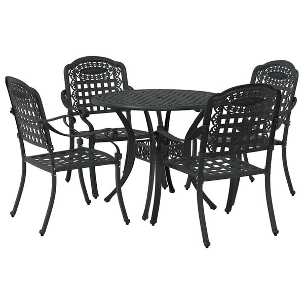 vidaXL Tr&auml;dg&aring;rdsm&ouml;belset 5 pcs Svart 90 x 90 x 75 cm Gjutet Aluminium