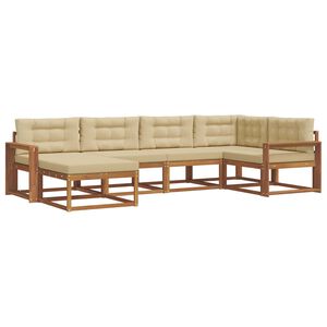 vidaXL Utomhussoffset med kudde 6 pcs Naturlig och Beige