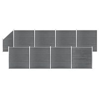 vidaXL WPC-staketpanel 8 fyrkantig + 1 vinklad 1484x186 cm grå