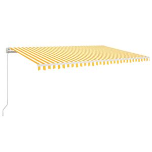 vidaXL Markis manuellt inf&auml;llbar 500x300 cm gul och vit