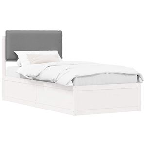vidaXL S&auml;ngram med Kl&auml;dd Huvudgavel Ljusgr&aring; 100 x 200 cm Massiv furu