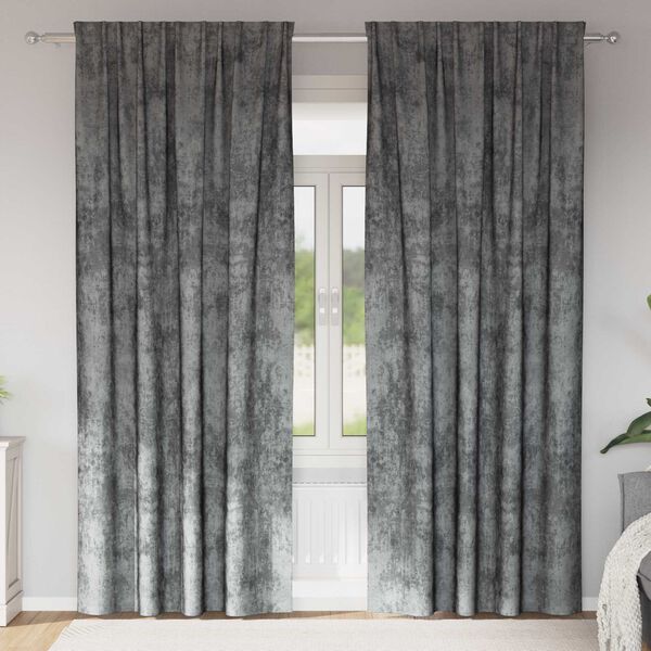 vidaXL Sammetsgardiner med gardiner 2 pcs Gr&aring; 260 x 140 cm Sammet