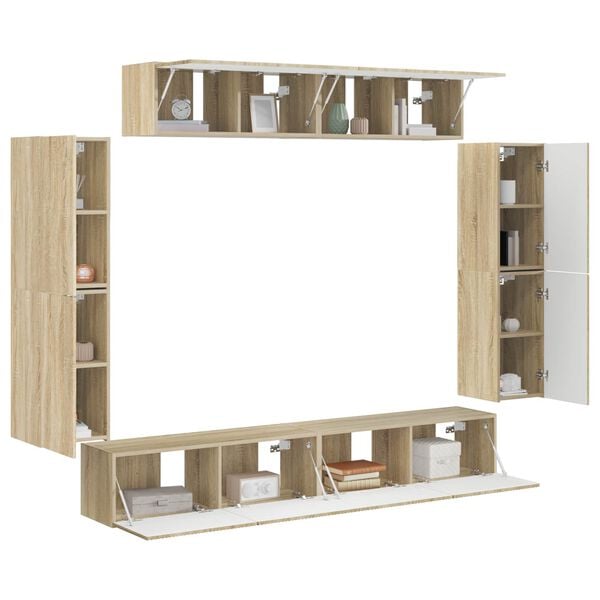 vidaXL TV-sk&aring;p 8 pcs Sonoma-ek