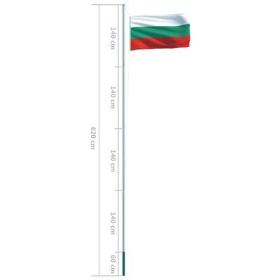 vidaXL Bulgariens flagga och flaggstång i aluminium 6,2 m
