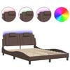 vidaXL Bed Frame "Viana" with LED without Mattress Brown 140x200 cm