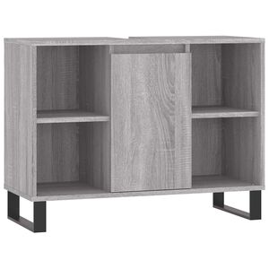 vidaXL Badrumssk&aring;p gr&aring; sonoma 80x33x60 cm konstruerat tr&auml;