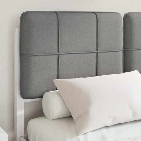 vidaXL Sängram med Klädd Huvudgavel Ljusgrå 120 x 190 cm Massiv furu