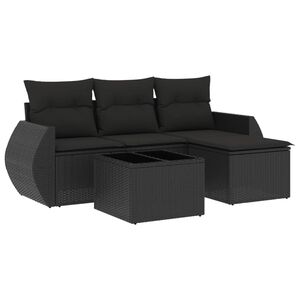 vidaXL Loungegrupp f&ouml;r tr&auml;dg&aring;rden med dynor 5 delar svart konstrotting