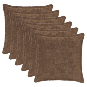 vidaXL Kudd&ouml;verdrag 6 st HOUTEN Ljusbrun 30 x 30 cm Faux Kaninp&auml;ls