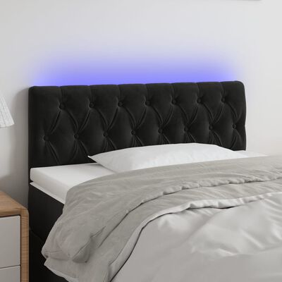 vidaXL Sänggavel LED svart 100 x 7 x 78/88 cm sammet