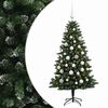 vidaXL Konstgjord julgran med kulor 150 cm 150 LED-lampor Varmvit