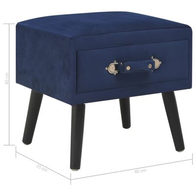 vidaXL Sängbord blå 40x35x40 cm sammet