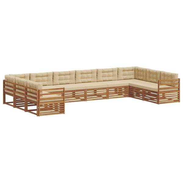 vidaXL Soffgrupper 7 pcs Naturlig och Beige Massivt Akaciatr&auml;
