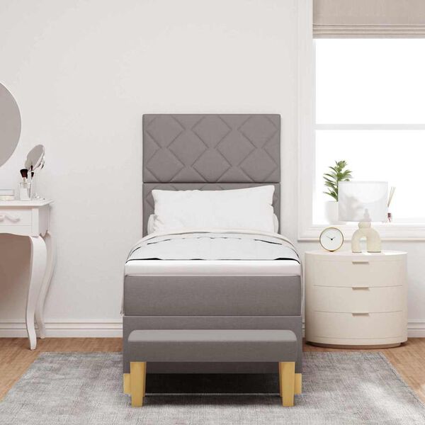 vidaXL B&auml;ddfj&auml;der med madrass med huvudgavel Taupe 80 x 200 cm tyg