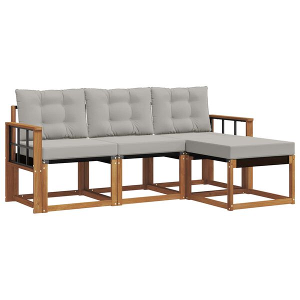 vidaXL Utomhussoffset med kudde 4 pcs Naturlig och Ljus Gr&aring;