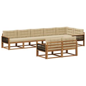 vidaXL Utomhussoffset 8 st Naturlig och Beige